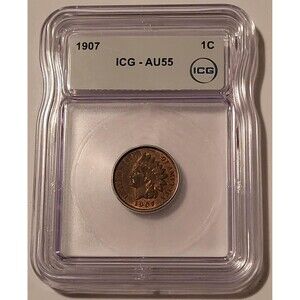 1907 Indian Head Cent AU55 ICG